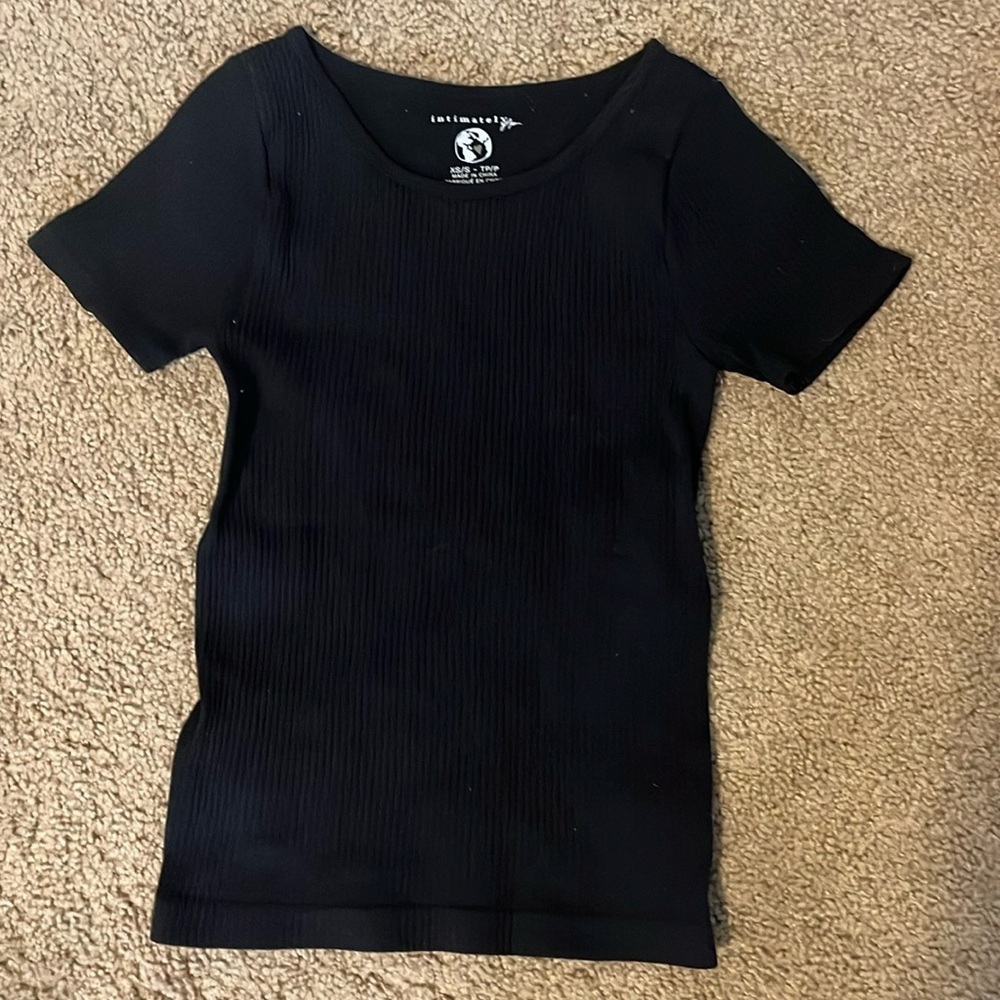 Free People Black Ribbed T-Shirt, NWOT